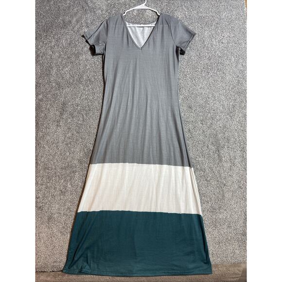 Colorblock Maxi Dress Small Flowy Boho Coastal Chic Casual Resortwear Minimalist - Picture 1 of 8